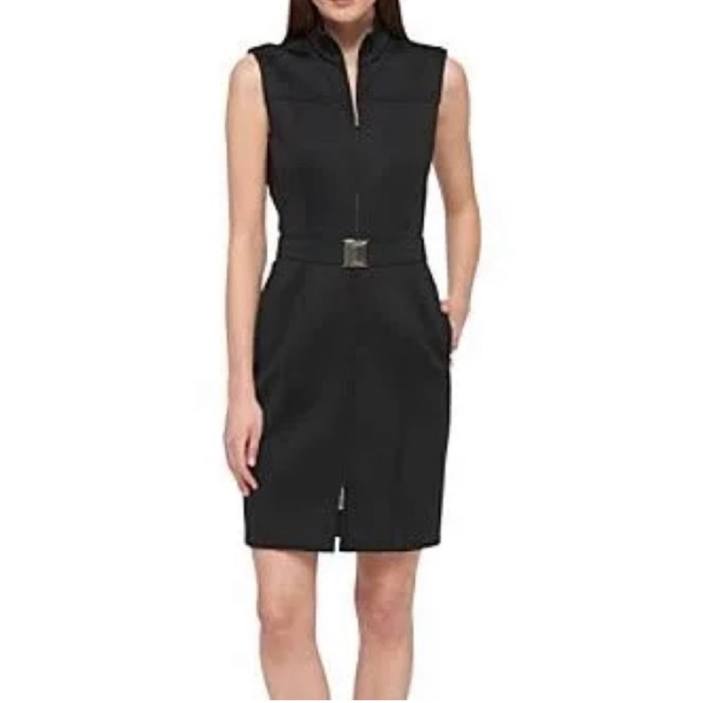 Calvin Klein Navy Blue Belted Dress